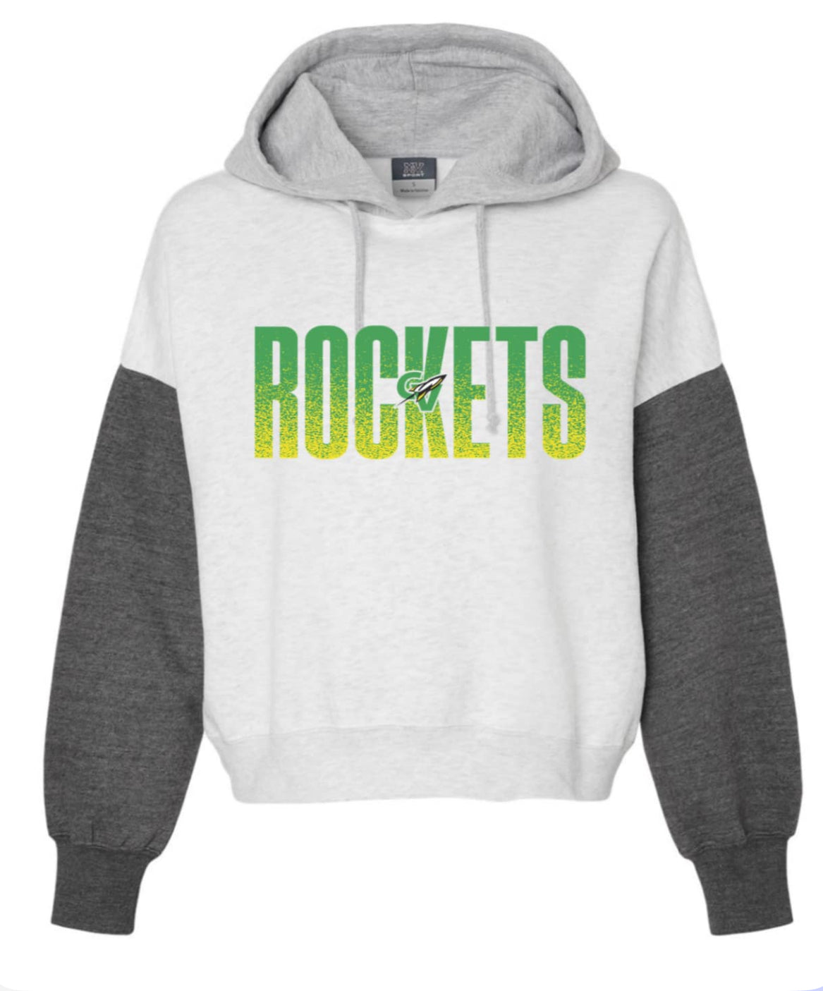 Women's Sueded Fleece Colorblocked Crop Hooded Sweatshirt