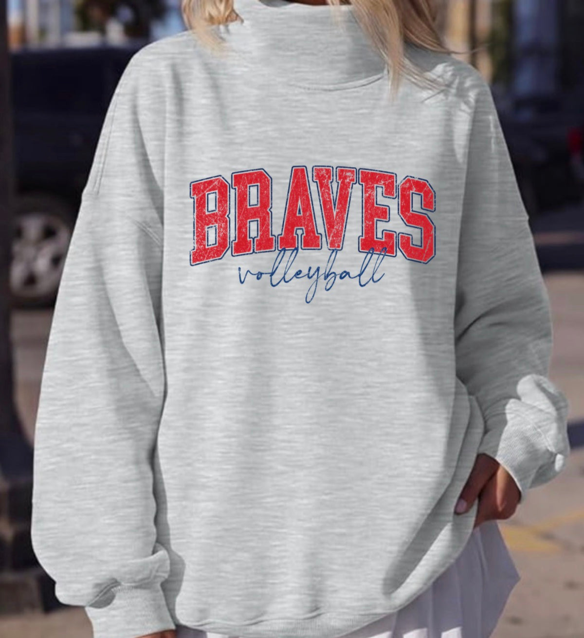 Women’s Fleece Oversized Mock Neck Sweatshirts with Pockets