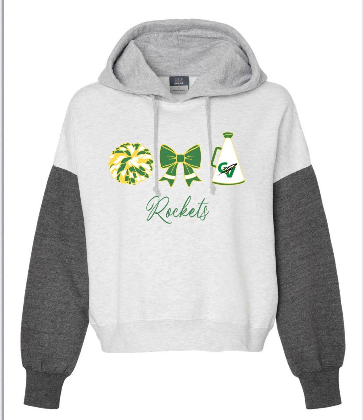 Women's Sueded Fleece Colorblocked Crop Hooded Sweatshirt