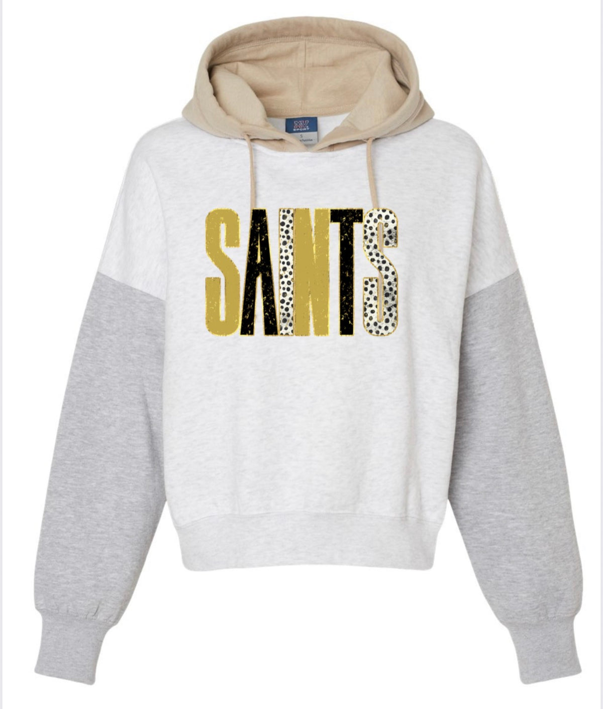 Women's Sueded Fleece Colorblocked Crop Hooded Sweatshirt
