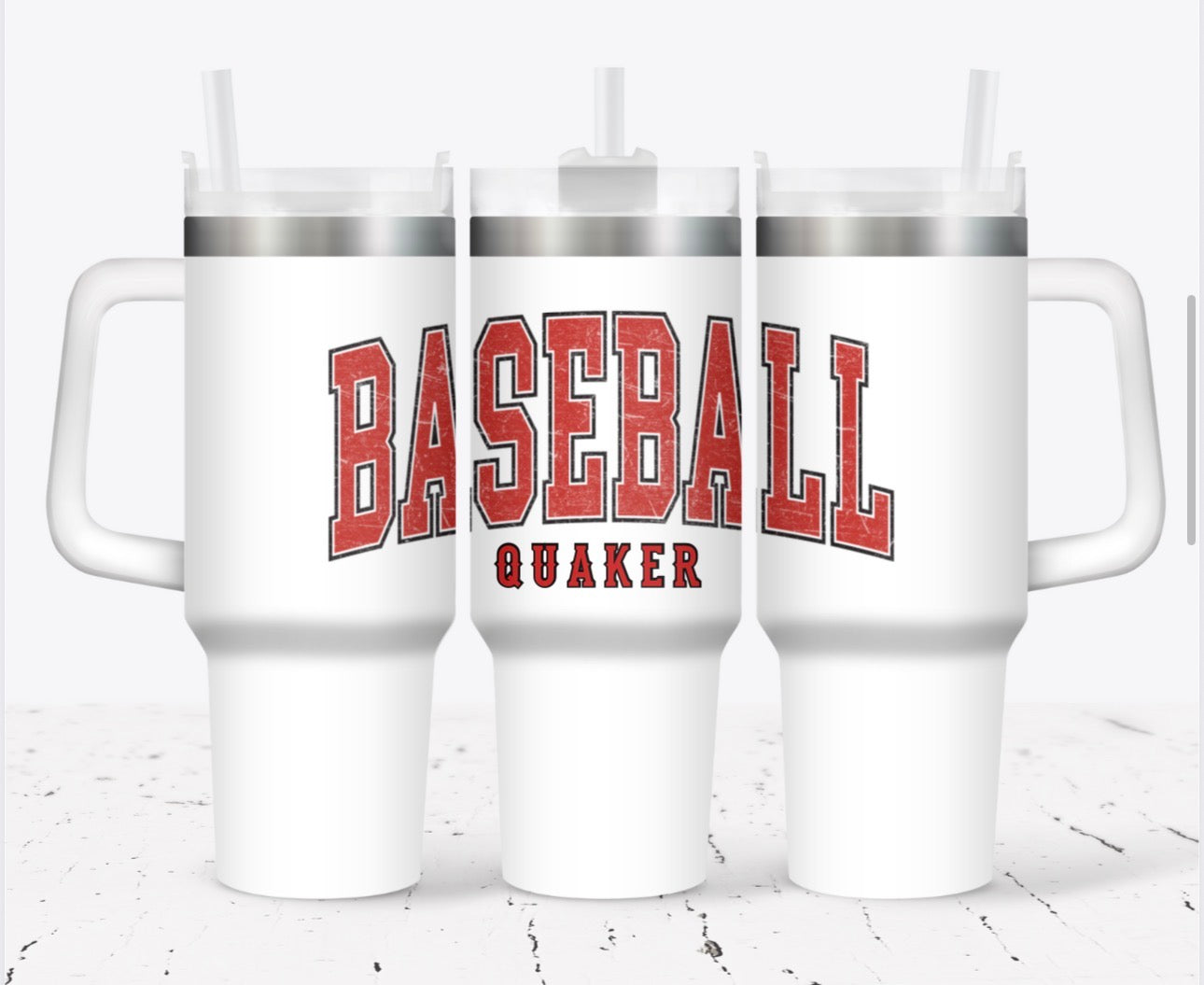 40 oz White Tumbler With Handle