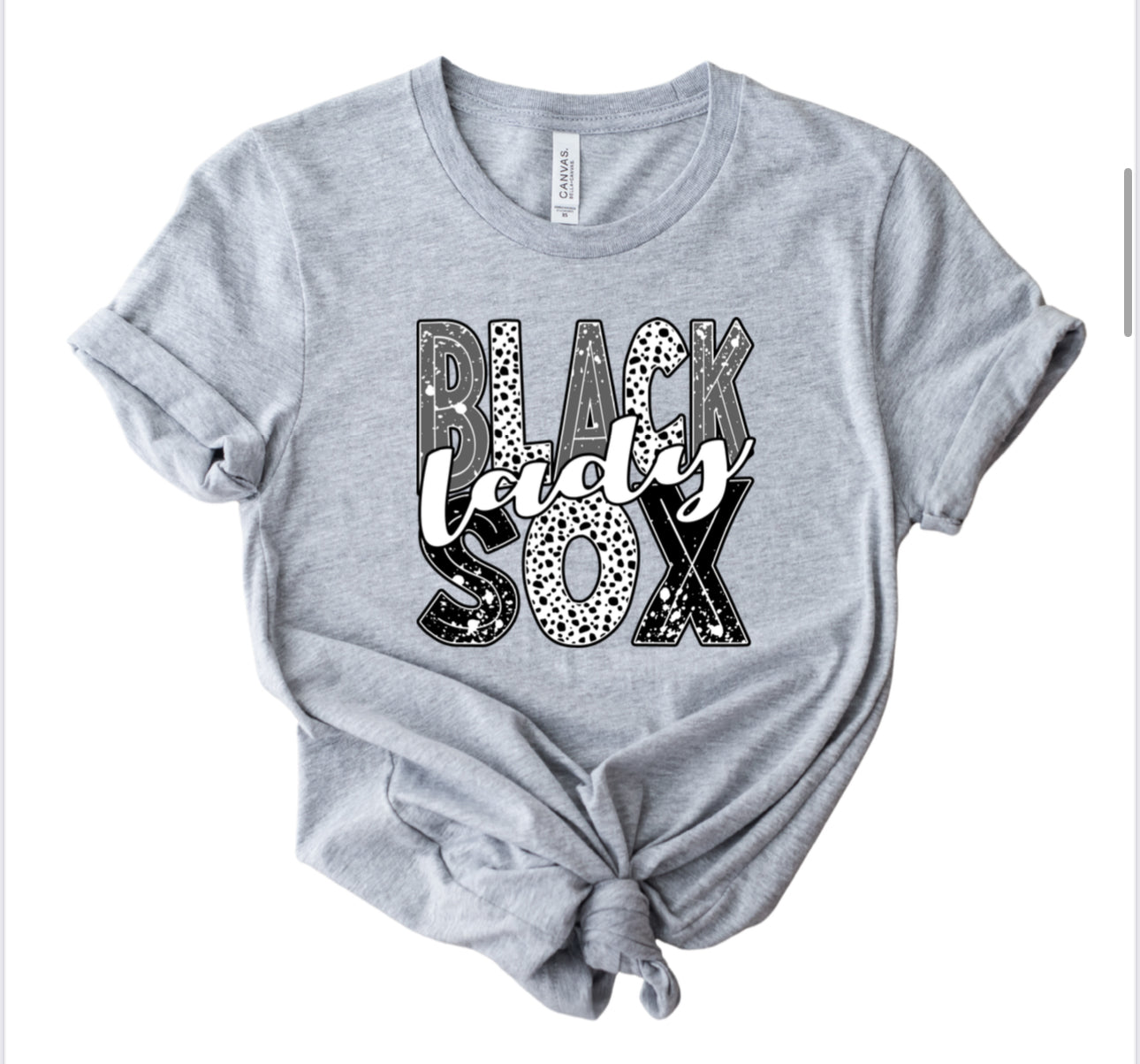 Adult-Dalmatian Dot Lady Black Sox Tee