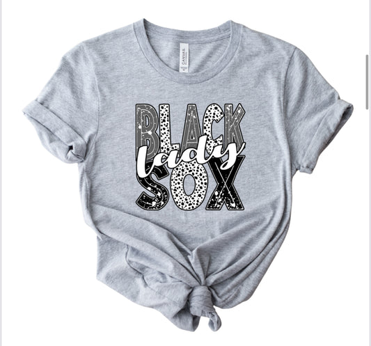 Adult-Dalmatian Dot Lady Black Sox Tee