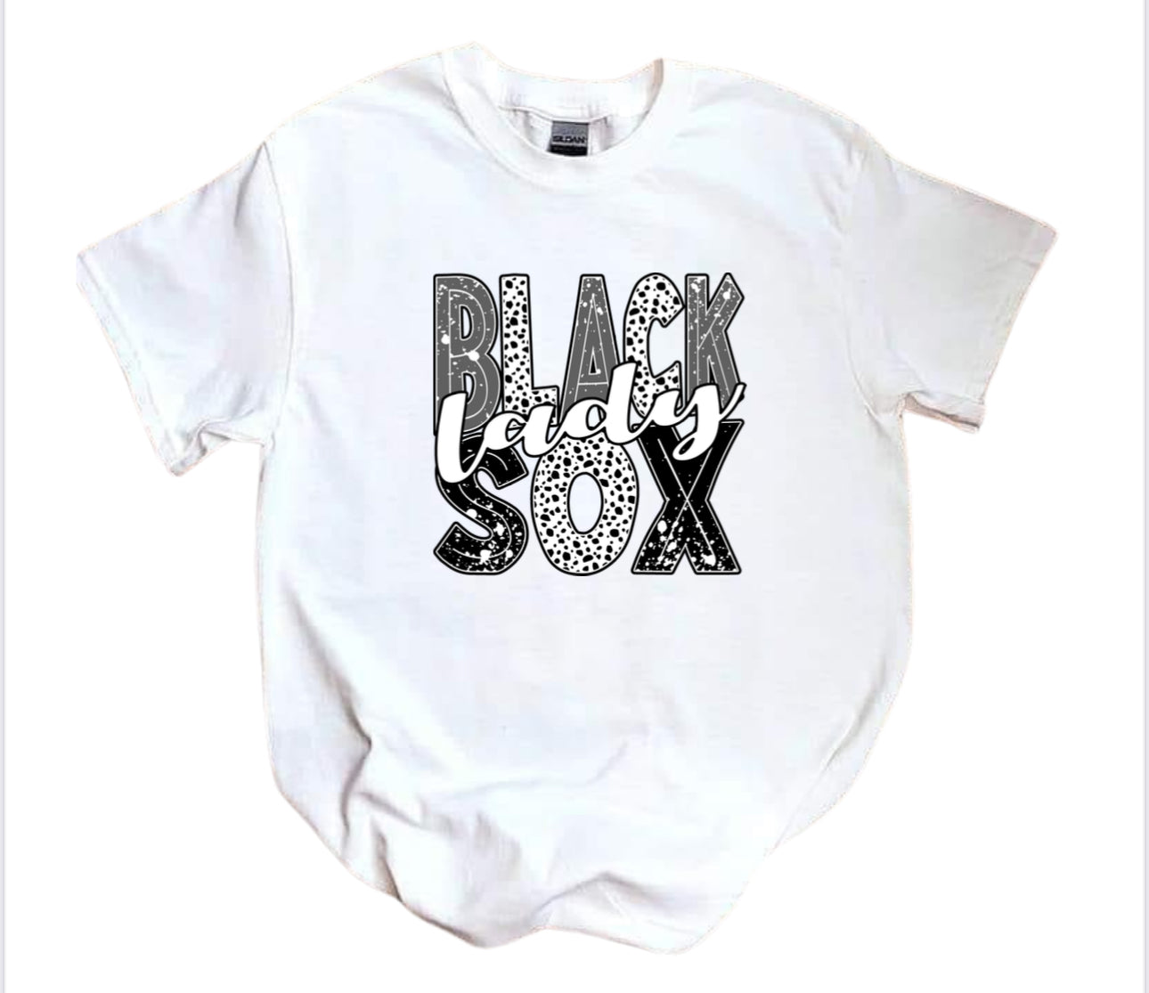 Youth-Dalmation Dot Lady Black Sox Tee