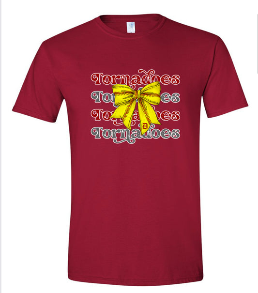 YOUTH Dover Tornadoes Bow Tee