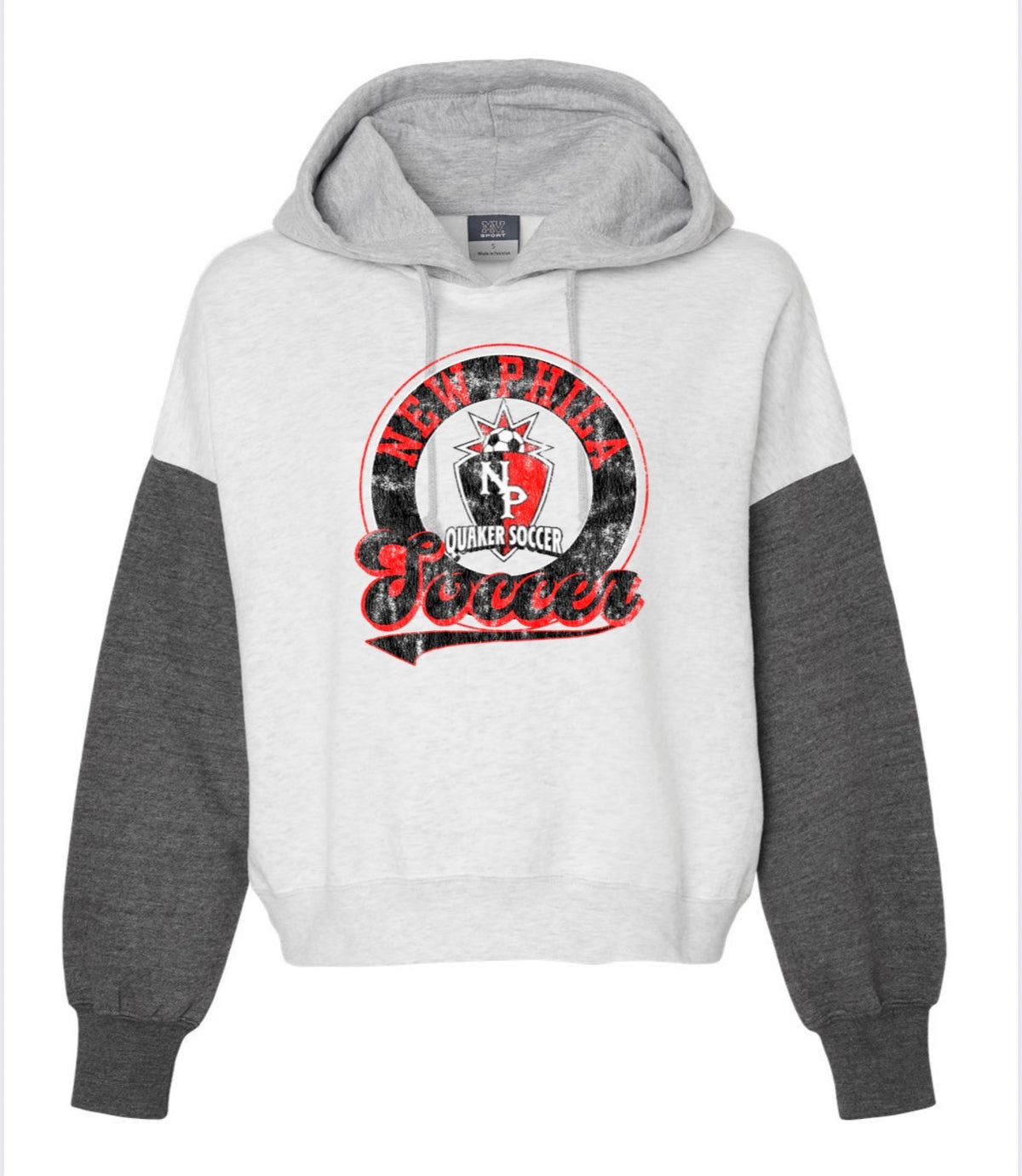 Women's Sueded Fleece Colorblocked Crop Hooded Sweatshirt