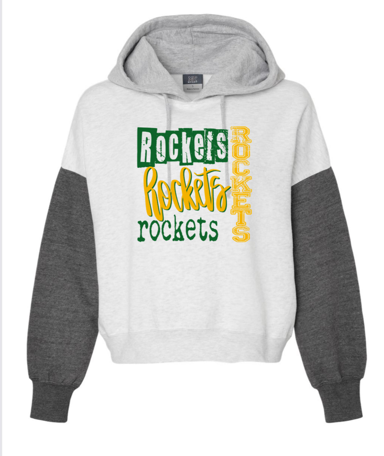 Women's Sueded Fleece Colorblocked Crop Hooded Sweatshirt