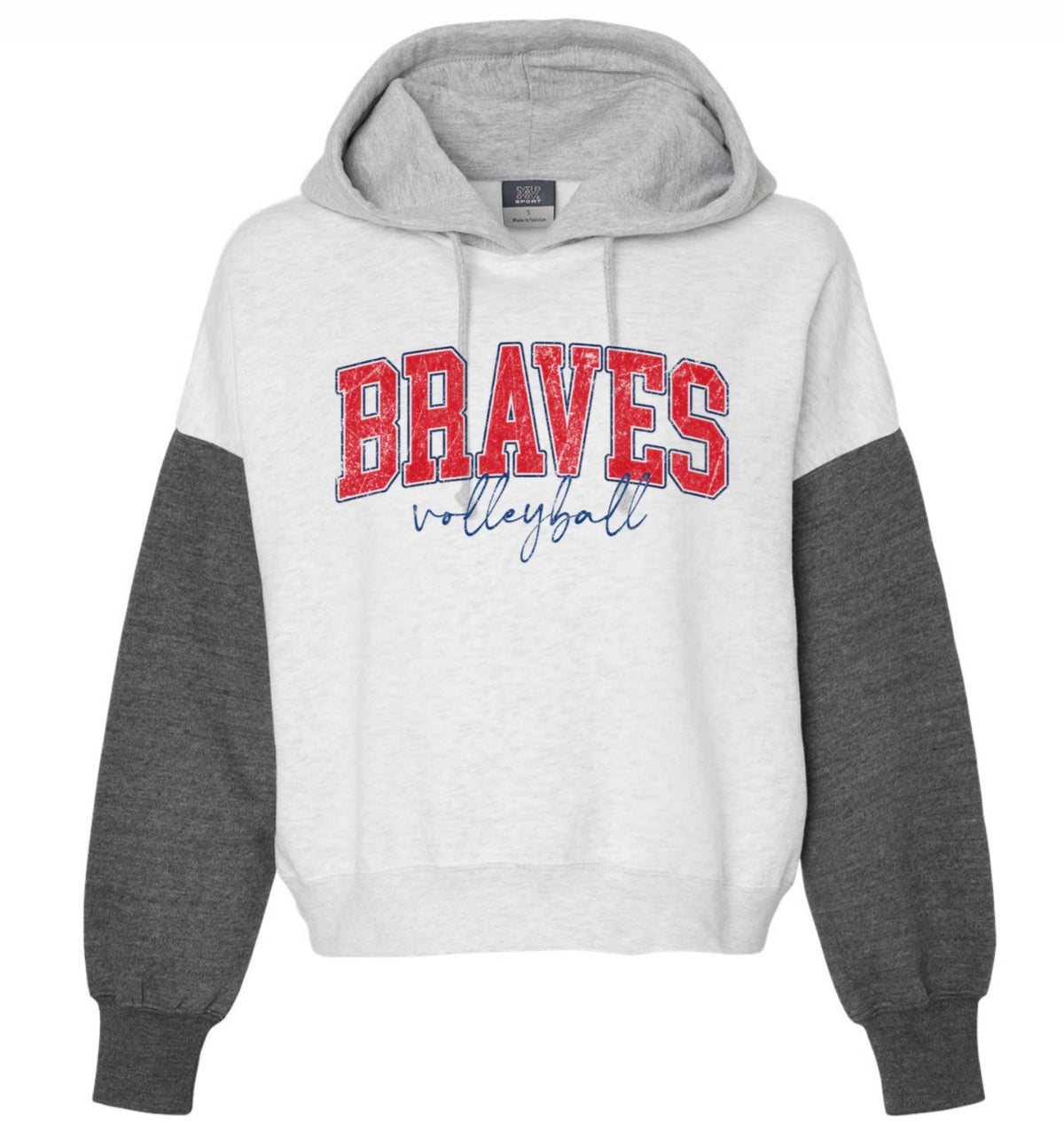 Women's Sueded Fleece Colorblocked Crop Hooded Sweatshirt