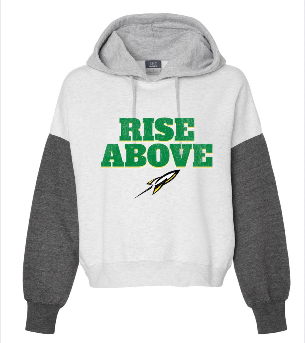 Women's Sueded Fleece Colorblocked Crop Hooded Sweatshirt