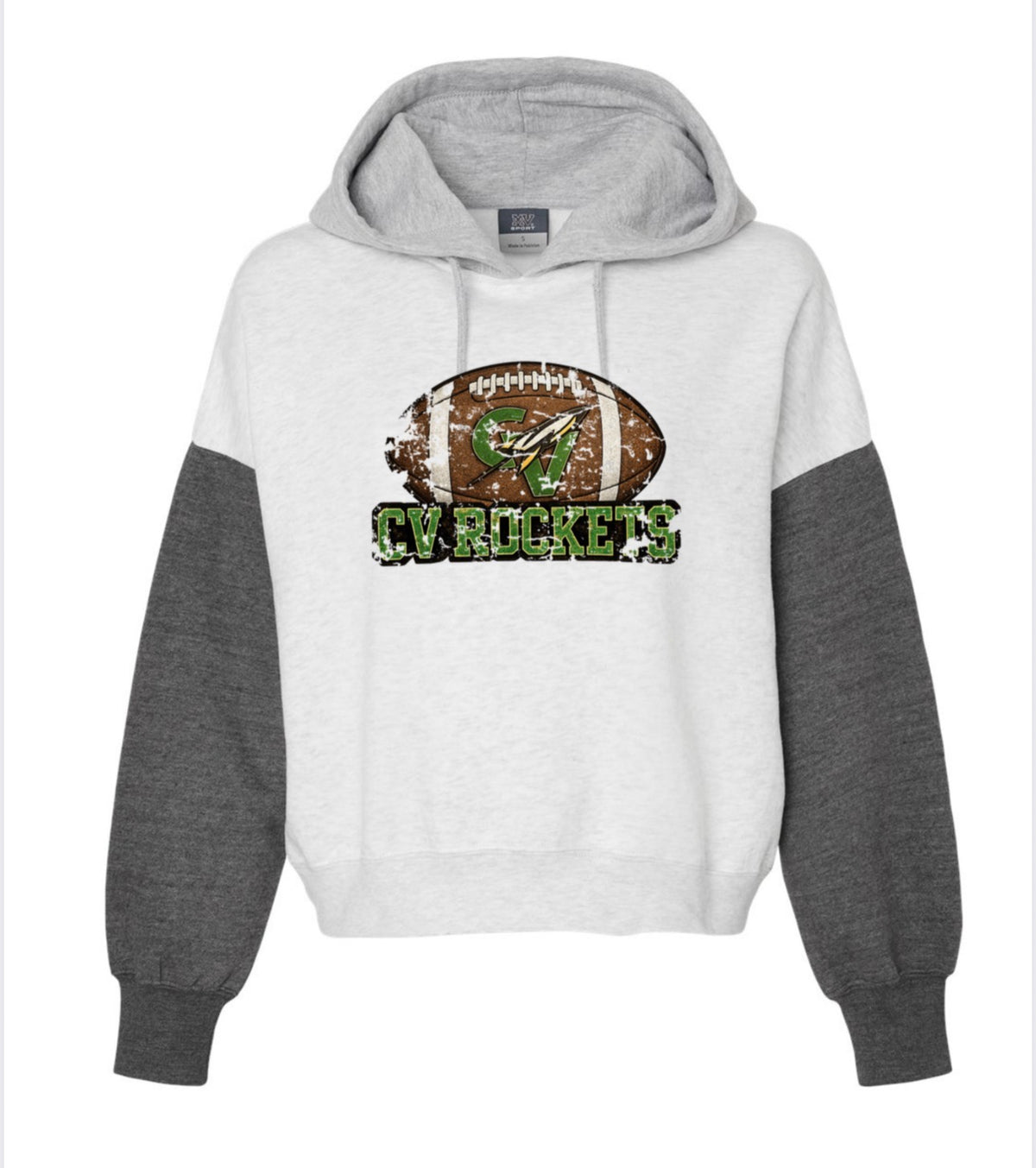 Women's Sueded Fleece Colorblocked Crop Hooded Sweatshirt