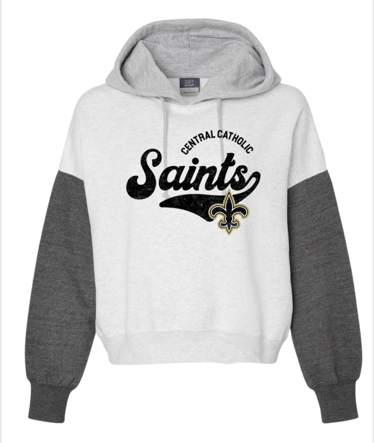 Women's Sueded Fleece Colorblocked Crop Hooded Sweatshirt