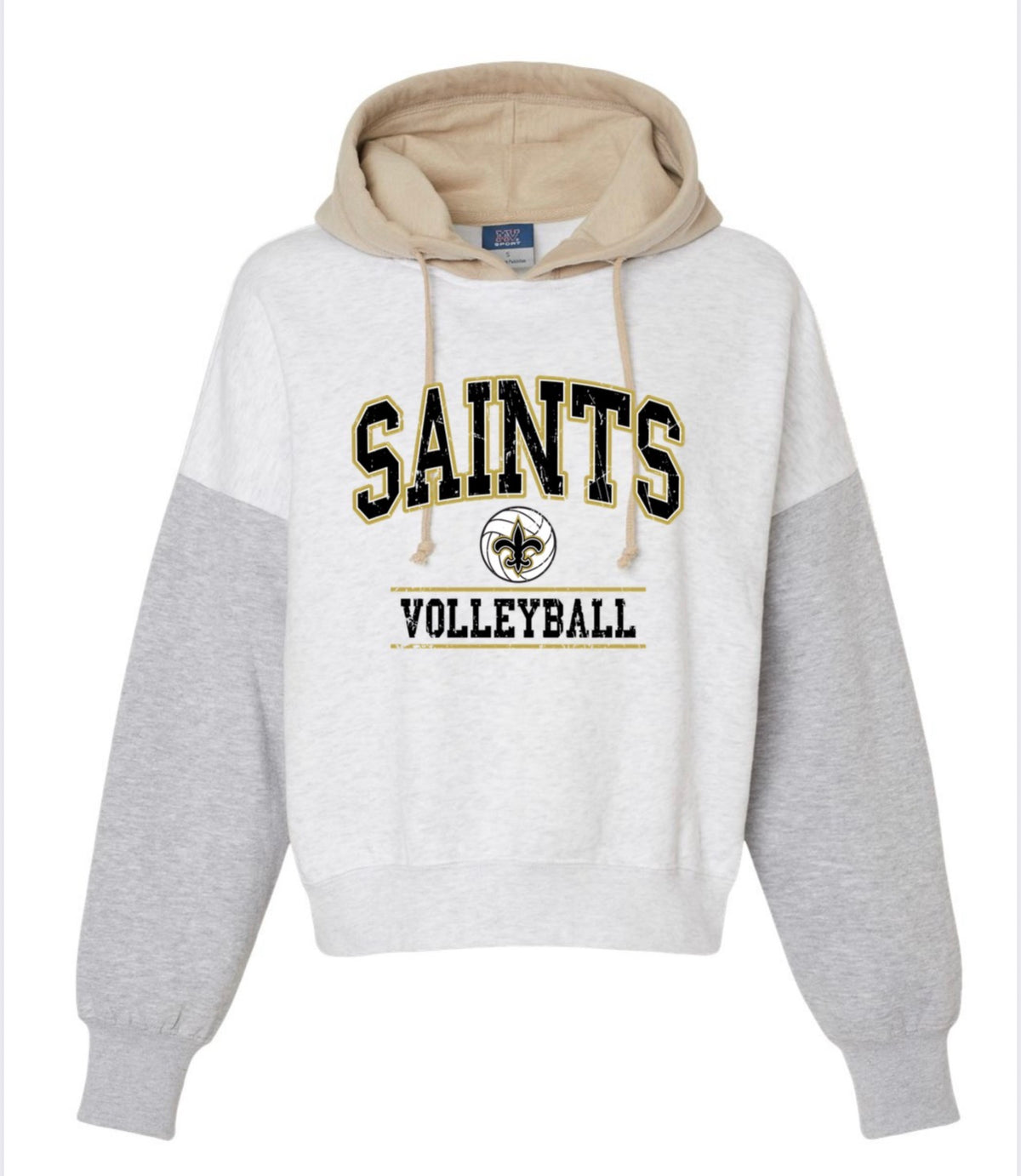 Women's Sueded Fleece Colorblocked Crop Hooded Sweatshirt