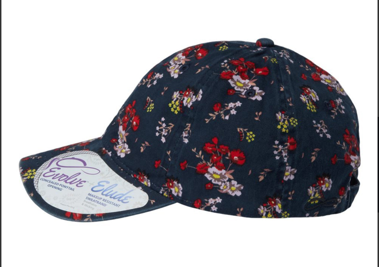Women's Garment-Washed Fashion Print Ponytail Cap - Infinity Her HATTIE